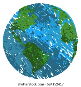 Isolated textured earth planet on a white background, Vector illustration