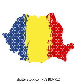 Isolated textured flag of romania, vector illustration