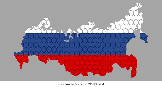 Isolated textured flag of russia, vector illustration