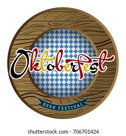 Isolated textured label with text, Oktoberfest Vector illustration