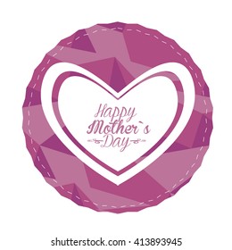 Isolated textured sticker with a heart and text for mother's day celebrations