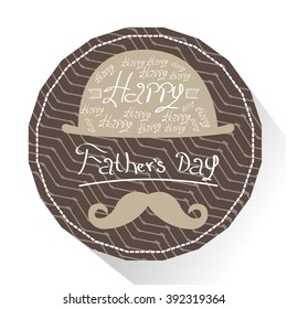 Isolated textured sticker with text, mustache and a hat for father's day celebrations