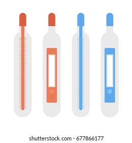Isolated thermometers in different colors