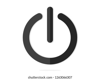 isolated thick grey power on or off sign computer shutdown or electric appliance  icon paperwork style flat vector design