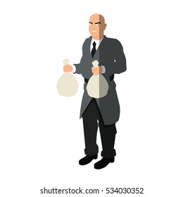 Isolated thief cartoon with money bag design
