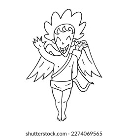 Isolated thin line illustration of Cupid. Thin line love hand drawn icon for Valentine's day.
