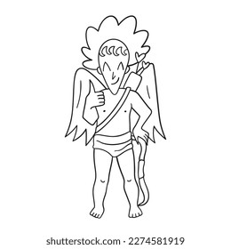 Ilustración aislada de línea delgada de Cupido. Una línea delgada me encanta un ícono dibujado a mano para el día de San Valentín.