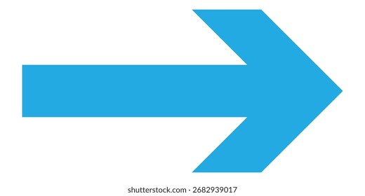  Ícones isolados de seta fina longa. Ícones de seta de vetor apontando azul. Lado direito apontando vetor seta-cabeça ícones. Ícone de seta isolada longa azul sobre fundo branco. EPS 10. 