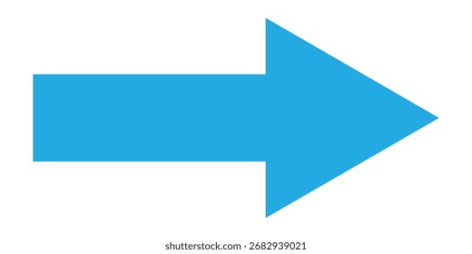  Iconos largos delgados aislados de la flecha. Iconos de flecha de Vector apuntando azules. Iconos de flecha de Vector apuntando hacia el lado derecho. Icono de flecha aislado largo azul sobre fondo blanco. EPS 10. 