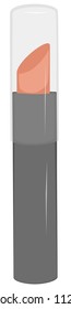 Isolated thin red cartoon lipstick in a black tube with a clear top.  Background is transparent in vector file and white in the jpeg file.  