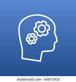 Isolated Thinking Head Outline Symbol On Clean Background. Vector Solution Element In Trendy Style.