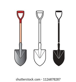 isolated three shovels vector drawing