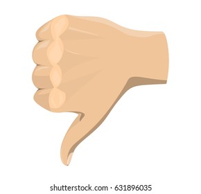 Isolated thumb down sign on white background.