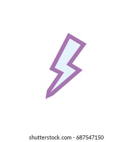 Isolated Thunder Flat Icon. Lightning Vector Element Can Be Used For Lightning, Thunder, Storm Design Concept.