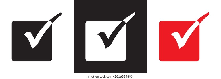 Isolated tick icon. Vector for websites, mobile interfaces, presentations, banner, visual branding etc. Vector illustration. isolated on white and black background. EPS 10