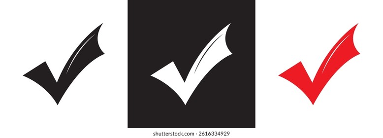 Isolated tick icon. Vector for websites, mobile interfaces, presentations, banner, visual branding etc. Vector illustration. isolated on white and black background. EPS 10