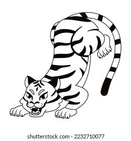 Isolated tiger asian draw vector illustration