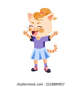 Isolated tiger head body human draw animated vector
