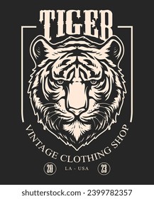 Isolated Tiger head vector illustration in monochrome style