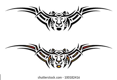 Isolated tiger tribal tattoo for the back - vector illustration