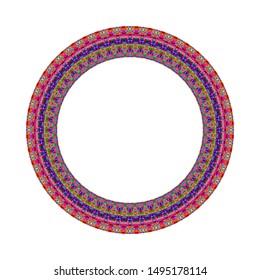 Isolated tiled mosaic circle frame - abstract colorful geometrical vector design element