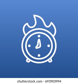 Isolated Time In Fire Outline Symbol On Clean Background. Vector Deadline Element In Trendy Style.