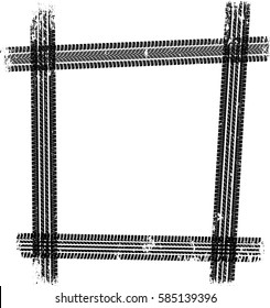isolated tire tread - grunge frame
