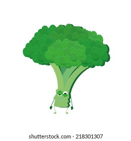 an isolated tired broccoli on a white background