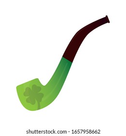 Isolated tobacco pipe with a clover. Saint patricks day - Vector