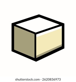 Isolated tofu block stands cube studio