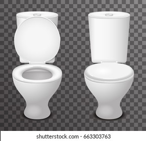 Isolated toilet ceramic seat open closed 3d icon realistic design vector illustration