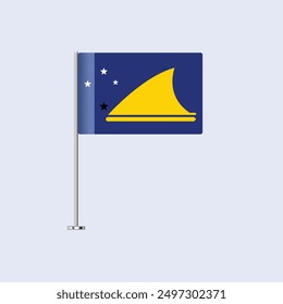 Isolated Tokelau Table Flag on Pole, Tokelauan Flag Vector Design for Print and Web