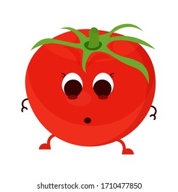 Isolated tomato cartoon. Healthy food cartoon - Vector