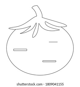 Isolated tomato on the white background. Icon for web design. Vector illustration isolated design. Thin line vector. Vegetarian healthy food. Thin line web icon.