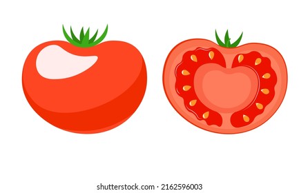 Isolated tomato on a white background. Modern illustration of vegetables. Healthy vegetarian food.