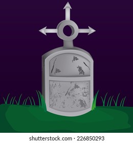 an isolated tomb with texture on a purple background