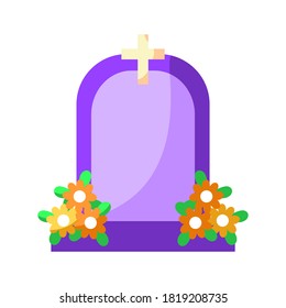 Isolated tombstone icon with flowers - Vector illustration