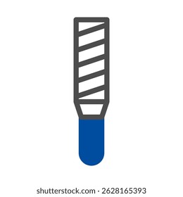 Isolated tool depiction showing an illustration of a square metal file object