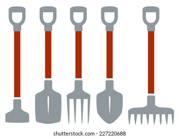 isolated tools on white background for gardening work