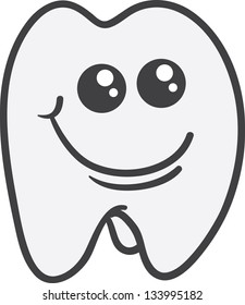 Isolated tooth character smiling face