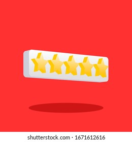 isolated top rated yellow five stars in bar red background vector illustration  