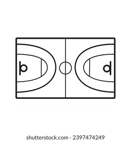 Isolated top view of a basketball field icon Flat design Vector illustration