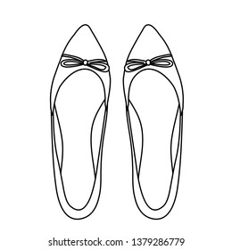 isolated, top view of female shoes sketch