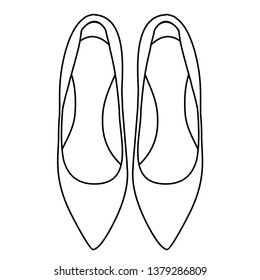 isolated, top view of female shoes sketch, line