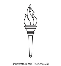 Isolated torch icon - Outlined illustration for coloring, Hot flame, power flaming - vector illustration