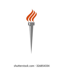 Isolated torch logo or icon, mockup design element for victory winner symbol