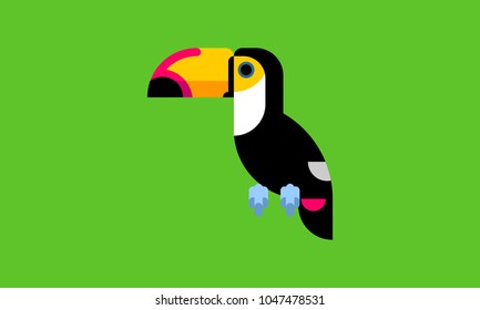 Isolated toucan icon in modern flat style, with simple geometric shapes only