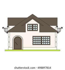 Isolated  Town House, Vector illustration.