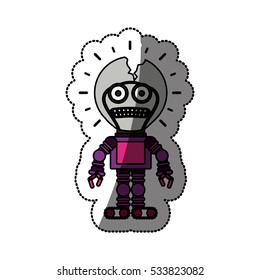 Isolated toy robot damaged design