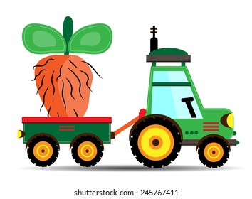 Isolated tractor with beet on white background